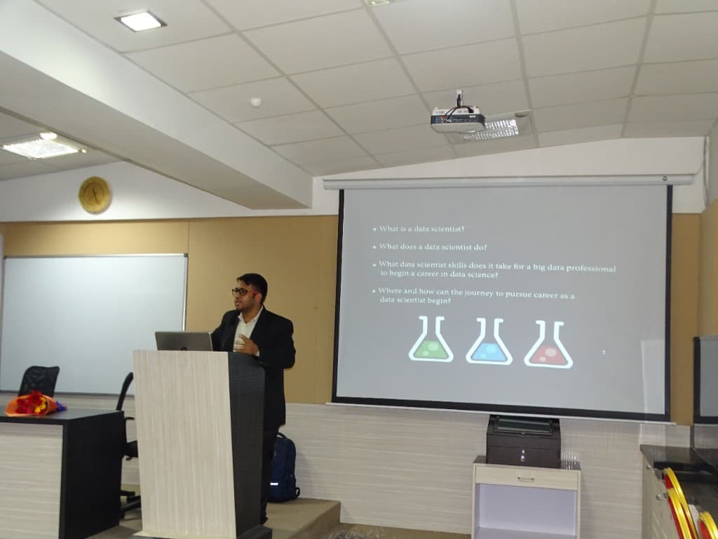 Lokesh Singh giving a guest lecture on data science